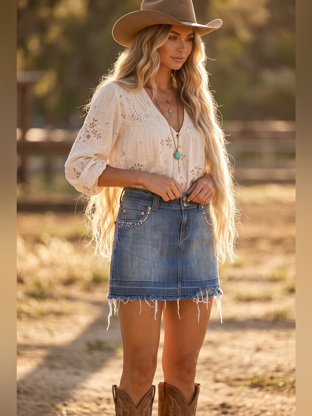 Vintage Y2K Jordache Medium Blue Denim Mini Skirt with Stud Accents